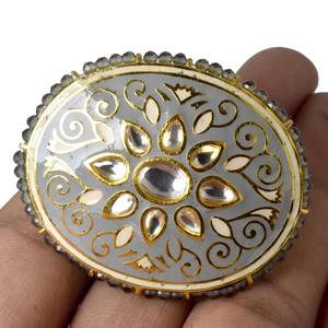 Gold Plated Kundan Polki <b>CZ</b> Diamond <b>Ring</b> Traditional Indian Bridal Statement <b>Ring</b> Wedding Engagement Jewelry - Product Image 4