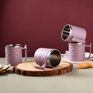 Ensemble de 6 tasses à café en acier inoxydable durable avec design à double paroi isolé et poignées confortables pour le thé, le chocolat chaud et le camping - Product Image 4