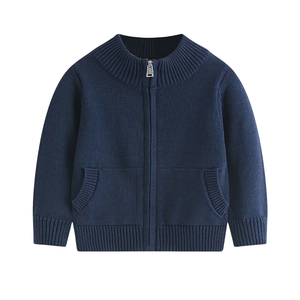 Suéter tipo cárdigan de punto para niños, chaqueta con cremallera frontal para uniforme escolar, manga larga, cálido para otoño e invierno - Product Image 6