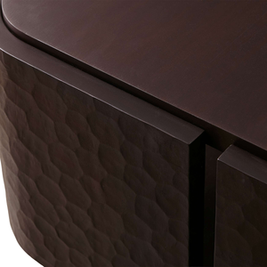 Modern Teak Coffee <b>Table</b> Contemporary Design with Carved Legs Rectangular Dark <b>Brown</b> Center <b>Table</b> Open Storage Shelf - Product Image 5