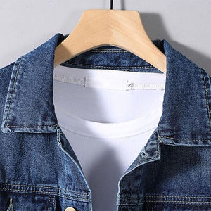 Men's Classic Denim Jacket Wholesale Custom Casual Vintage Blue <b>Jean</b> Jacket Light Wash Breathable Washable 100% Cotton - Product Image 6