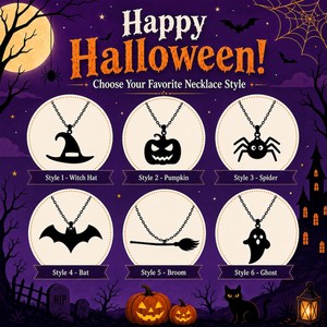 Collar con Nombre Personalizado <span class=keywords><strong>de</strong></span> Halloween, Acero Inoxidable 316L, Chapado en PVD, Joyería Gótica, Colgante <span class=keywords><strong>de</strong></span> Bruja, Fantasma y Murciélago, Regalo <span class=keywords><strong>de</strong></span> Halloween - Product Image 6