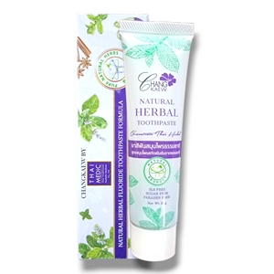 Pasta de dientes blanqueadora con sabor a menta orgánica Premium de 30g hecha en Tailandia, fluoruro de hierbas naturales para adultos con dientes sensibles, cuidado bucal - Product Image 1