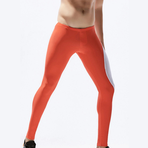 New Hot Sale Orange And White Strip <b>Men's</b> Athletic Leggings <b>For</b> Sportswear Quick Dry <b>Tight</b> Pants <b>for</b> <b>Compression</b> Leggings - Product Image 2