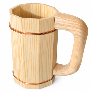 Jarra de Cerveza de Madera con Borde de Cobre, Estilo Vikingo, Taza de Café de Madera Natural Ecológica, Jarra de Cerveza Rústica Personalizada - Product Image 1
