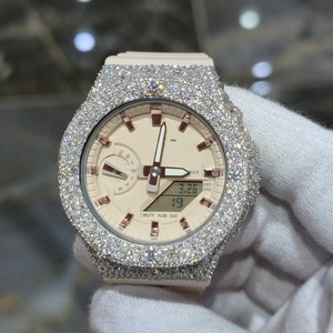 Reloj de cuarzo analógico con bisel de diamantes, correa de silicona, reloj de pulsera con pantalla digital para mujer, moda para fiestas - Product Image 1