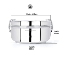 Boîtes à lunch pour adultes en acier inoxydable au design moderne, double niveau, 2 compartiments, étanches, légères, 300 ml, matériau de qualité alimentaire, faciles à utiliser