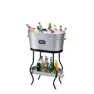 Bañera ovalada vintage de acero galvanizado para bebidas, cubo de hielo metálico con asas, enfriador de bebidas para fiestas, bodas y barbacoas al mejor precio - Product Image 2
