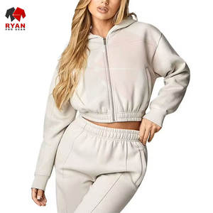 เสื้อฮู้ดดี้ผู้หญิงคุณภาพสูง 100% เสื้อครอปท็อปฮู้ดดี้ผู้หญิง ระบายอากาศได้ดี มีสไตล์ สีสันตามสั่ง ไซส์พลัส บริการ OEM และ ODM - Product Image 1