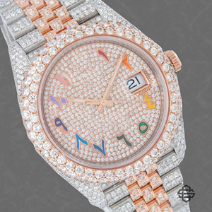 Montre classique à quartz, entièrement sertie de diamants en moissanite, verre en cristal, largeur 20 mm, montre de luxe pour homme, mode et affaires, acier inoxydable - Product Image 2