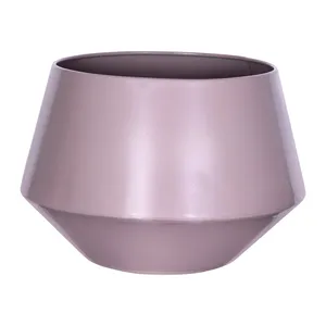 Modern Purple Metal <b>Vase</b> with Wooden Stand 9.25 Inch <b>Square</b> Tabletop Planter for Indoor Decor - Product Image 4