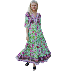 Vestido maxi bohemio para mujer, vestido festivo con estampado floral - Product Image 4