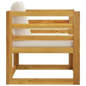 Solid Acacia Wood <b>Patio</b> <b>Chair</b> with Cream <b>Cushions</b> Comfortable Seating Solution - Product Image 3