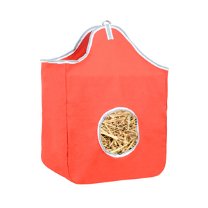 Red <b>Canvas</b> Horse Hay Bag Slow Feed Durable Hay Feeder Round Opening Stable Feeding Bag Heavy Duty Horse Use Bag - Product Image 1