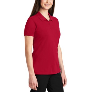 Camiseta Polo de Punto de Manga Corta Roja Sólida para Mujer, Diseño Personalizado 2026, Estilo Casual de Longitud Regular, Teñido Liso, OEM - Product Image 4