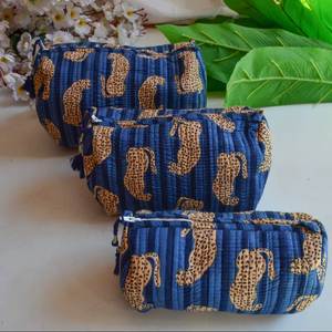 Trousse de toilette légère en coton imprimé, organiseur de maquillage, sac de rangement cosmétique de voyage pour femmes, lot de 3 - Product Image 1