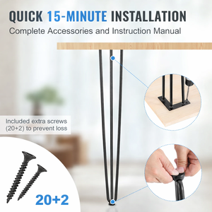 28 in. Hairpin Furniture <b>Legs</b> 4 Pack, 900lb Heavy-Duty Metal Table <b>Legs</b> for Dining Table, Desk, <b>Bench</b> and DIY Projects EDPTBL013 - Product Image 3