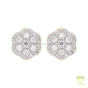 Boucles d'oreilles en forme de grappe de fleurs scintillantes, argent sterling 925, diamants cultivés en laboratoire, bijoux de luxe de créateur - Product Image 5