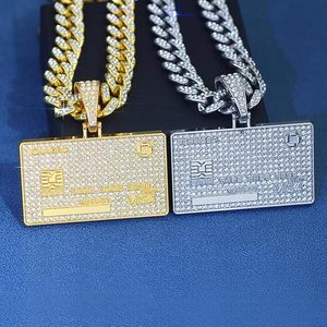 Colgante de Plata de Ley 925 con Moissanita para Hombre, Diseño de Tarjeta de Crédito, Estilo Hip Hop, Elegante Corte Redondo, Joyería con Incrustaciones de Diamantes - Product Image 4
