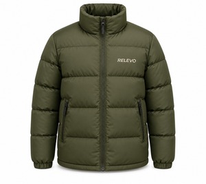 Men's Black Puffer <b>Jacket</b> Stand Collar Zipper Windproof Thick Polyester <b>Winter</b> Loose Fit Regular Length - Product Image 3