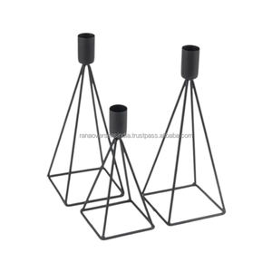 Bougeoir en fer géométrique de haute qualité en noir fini pour la décoration de fête de table à manger de mariage à prix compétitif - Product Image 2