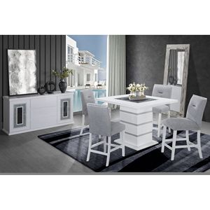ARIYA WHITE BAR <b>TABLE</b> <b>and</b> <b>STOOL</b> <b>SET</b> Elegant Bar Furniture Collection - Product Image 1