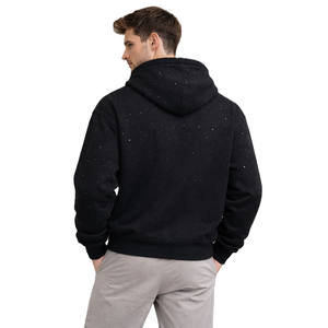 Sudadera con capucha pesada para hombre con pedrería, con cremallera, oversize, de algodón polar, estilo urbano, marca privada OEM - Product Image 2