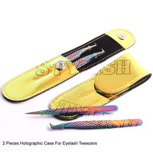 Meilleure vente pince à épiler d'extension de cils en acier inoxydable de couleur personnalisée pince à épiler à volume extensible à pointe pointue - Product Image 6