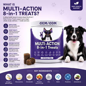 OEM ODM Compléments multivitaminés à croquer pour chiens et chats toutes races – 10-en-1 Vitamines quotidiennes pour le soutien immunitaire, cutané, pelliculaire et articulaire – Fourniture personnalisée - Product Image 4