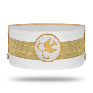 Deluxe Order of the Golden Circle Crown <b>Cap</b> Gold Embroidered White Velvet Headwear Trim White Velvet Headwear - Product Image 1