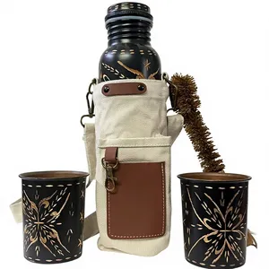 Authentic Textured Black Copper <b>Bottle</b> Tumbler And <b>Brush</b> Kit Eco-friendly Portable Multi-Use Home Use with Coaster Lids - Product Image 6