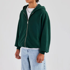 ผู้ผลิต OEM เสื้อฮู้ดดี้ทรงปกติสำหรับผู้ชาย ผ้าฝ้าย 100% เสื้อฮู้ดดี้ซิปแบบหนา น้ำหนักมาก ทรงโอเวอร์ไซส์ เสื้อฮู้ดดี้ซิปสำหรับผู้ชาย - Product Image 2