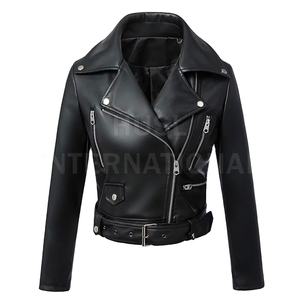 Chaqueta de cuero de piel de oveja auténtica para mujer, chaqueta de cuero de moda suave y fina de alta calidad para mujer - Product Image 1