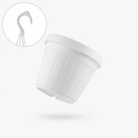 Pot de fleurs suspendu blanc en plastique PP avec support pour centre de jardin, vente en gros, approvisionnement en vrac