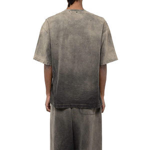 Camiseta de Gran Gramaje con Bolsillo Delantero, Lavado Ácido Desgastado, Lisa, Estilo Urbano Casual, Personalizable AI-TS-38 - Product Image 4