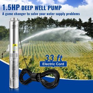 Pompe submersible pour puits profond 1,5 CV 230 V/60 Hz pour l'irrigation agricole, débit de 37 GPM, hauteur de refoulement de 276 pieds, cordon électrique de 33 pieds, en acier inoxydable de 4 pouces - Product Image 5
