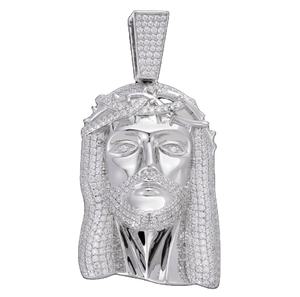 Nuevo Diseño de Collar Hip Hop con Colgante de Jesús en Oro, Plata y Diamantes, con Cadena de Cuerda, Estilo Iced Out, para Exportación - Product Image 1