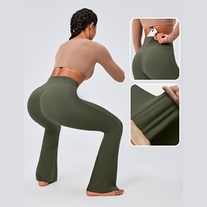 High Waisted Flare Leggings Women Flared Yoga Pants Stretchy Bootcut Tights <b>Tummy</b> <b>Control</b> Gym Wear Lightweight Flare Legging - Product Image 5