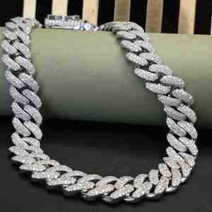 Elegant <b>Iced</b> <b>Out</b> Cuban <b>Chain</b> Hip Hop Jewelry in 925 Sterling Silver Lab grown Diamond 18MM Cuban <b>Chain</b> For Gift - Product Image 3
