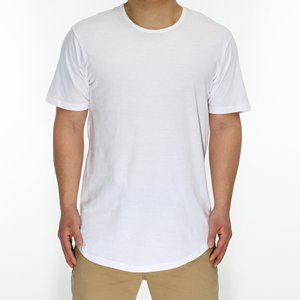 <b>Men's</b> <b>Longline</b> <b>T</b>-<b>Shirt</b> Regular Fit Short Sleeve O-Neck Solid Color Casual Blank Tee 100% Cotton Jersey Knitted Fabric - Product Image 2