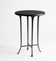 Table d'appoint en fer forgé noir au design industriel, base en métal noir durable pour la maison
