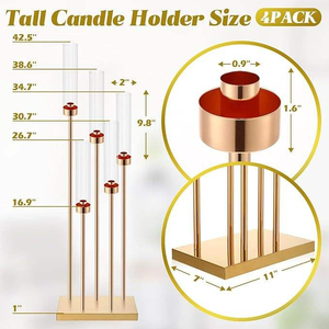 Centros de Mesa de Lujo para Bodas, Decoraciones Doradas para Mesa, Candelabros, Portavelas Altos de Metal con 8 Brazos - Product Image 6