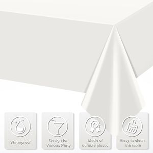 Set di 3 Tovaglie Monouso in Plastica Bianca 54 X 108 Pollici, Impermeabili, per Lauree e Compleanni - Product Image 3