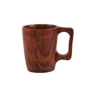 Taza de café alta de madera con asa geométrica, de madera oscura maciza, ecológica, duradera, regalo de empresa, para té, venta al por mayor - Product Image 2