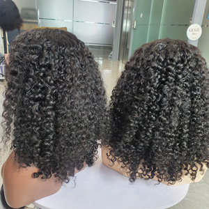 Natural Color <b>Long</b> Big Bouncy Fluffy Kinky Curly <b>Wig</b> for Women Bangs Soft Heat Resistant Virgin Vietnamese Synthetic for Lace - Product Image 4