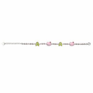 925 Sterling Silver Cat and Frog <b>Anklet</b> with Color Enamel Accents High Polish Cute Animal Style Jewelry for Girls Kids Daily Wea - Product Image 5