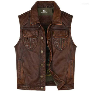 Men's Premium <b>Leather</b> <b>Vest</b> Wholesale Adults OEM ODM Custom Biker Motorcycle Jacket Sleeveless Casual Outerwear 2026 - Product Image 1