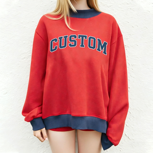 Custom Winter Two-Tone Oversized Crewneck Sweatshirt with Mock Neck Contrast Rib 100% Cotton Custom Brand Name for Women - Product Image 5