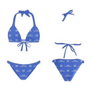 Conjunto de Bikini Azul Rey de 200 GSM 100% Poliéster con Logotipo Impreso Digital Personalizado, Cintura Alta, Escote Pronunciado, Transpirable y Antibacteriano - Product Image 1