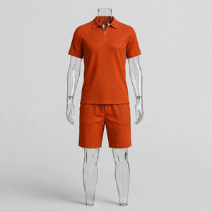 2026 Wholesale Summer Men's Casual Shorts <b>Set</b> Plain Color Solid 100% Cotton Jersey Quick Dry Knitted Customized Logo <b>Twin</b> <b>Set</b> - Product Image 2
